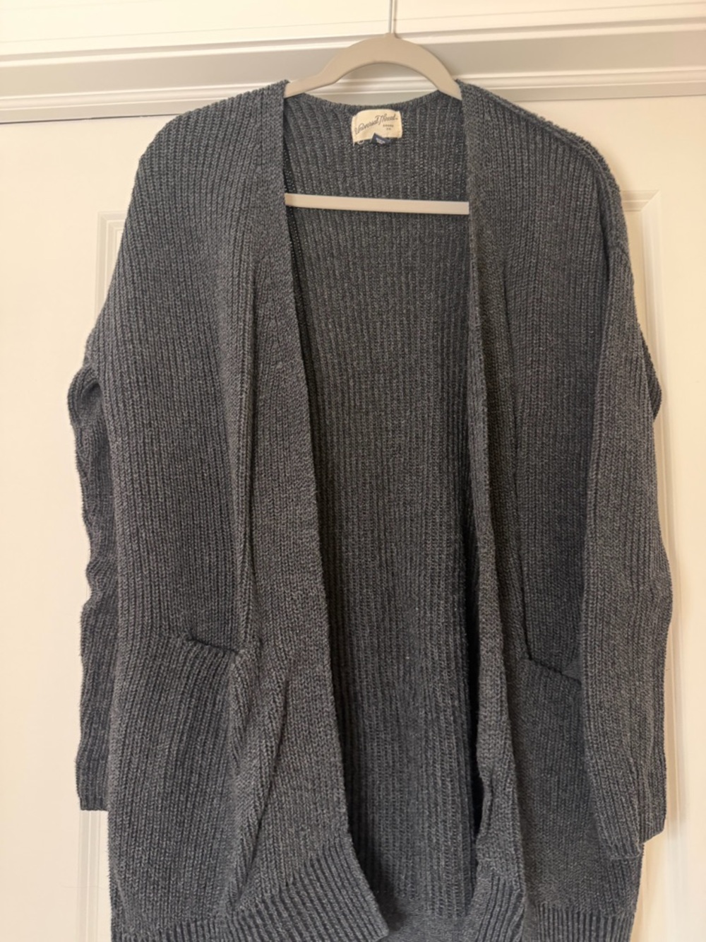 Universal Thread Gray Open-Front Ribbed Cardigan